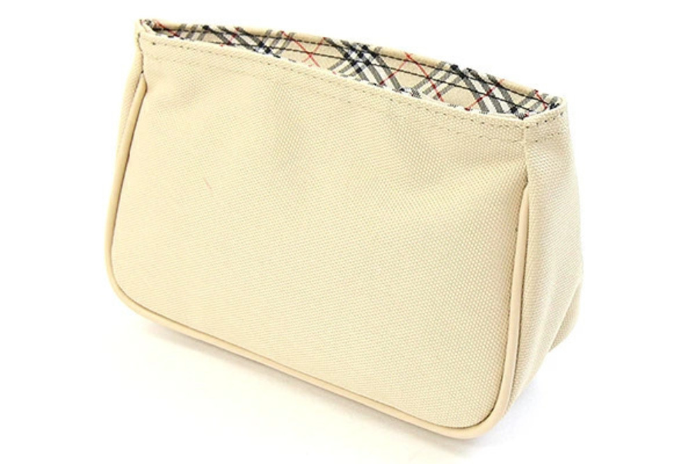 Burberry canvas cosmetic check beige makeup Clutch Tan